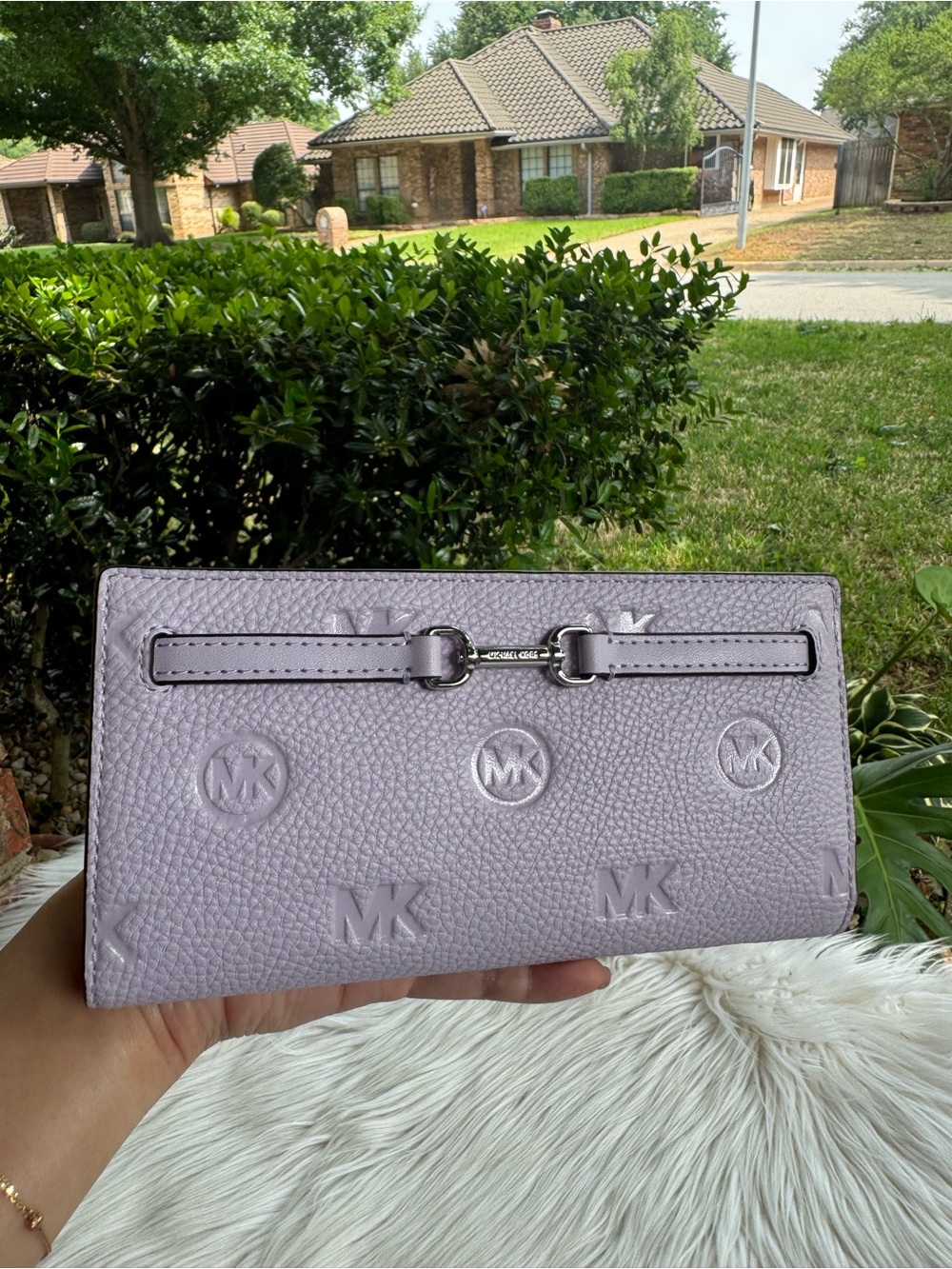 Michael Kors Lavender Embossed MK Leather Wallet